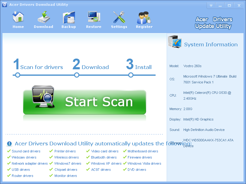 Acer Drivers Download Utility