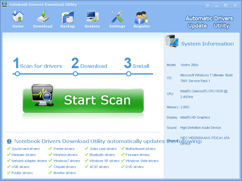 Notebook Drivers Download Utility