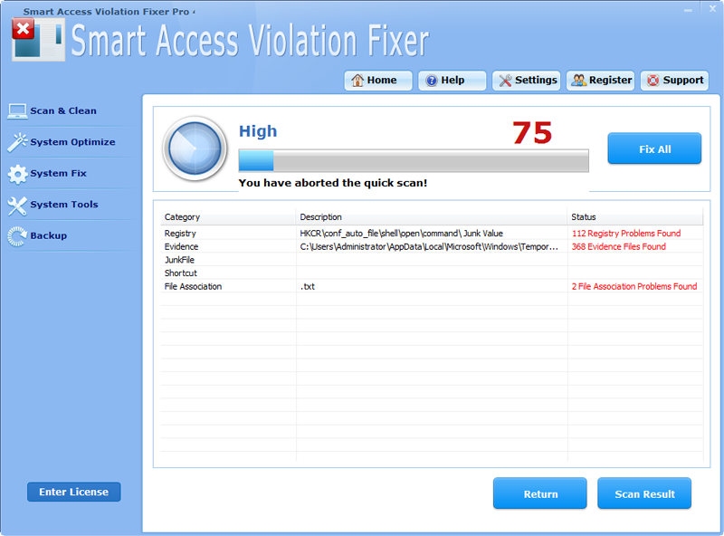 Click to view Smart Access Violation Fixer Pro 4.5.7 screenshot