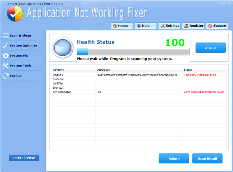 Click to view Smart Application Not Working Fixer Pro 4.5.9 screenshot