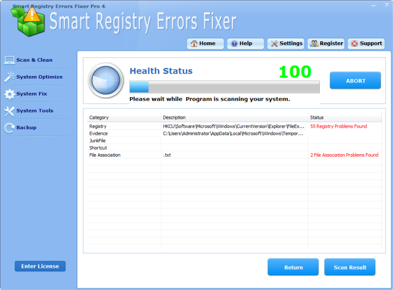 Click to view Smart Registry Errors Fixer Pro 4.4.5 screenshot