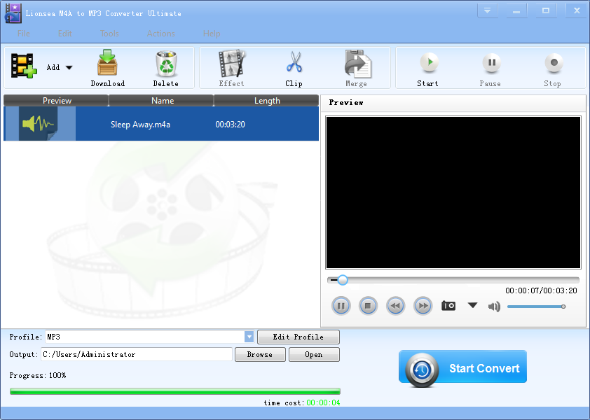 Lionsea M4A To MP3 Converter Ultimate screenshot