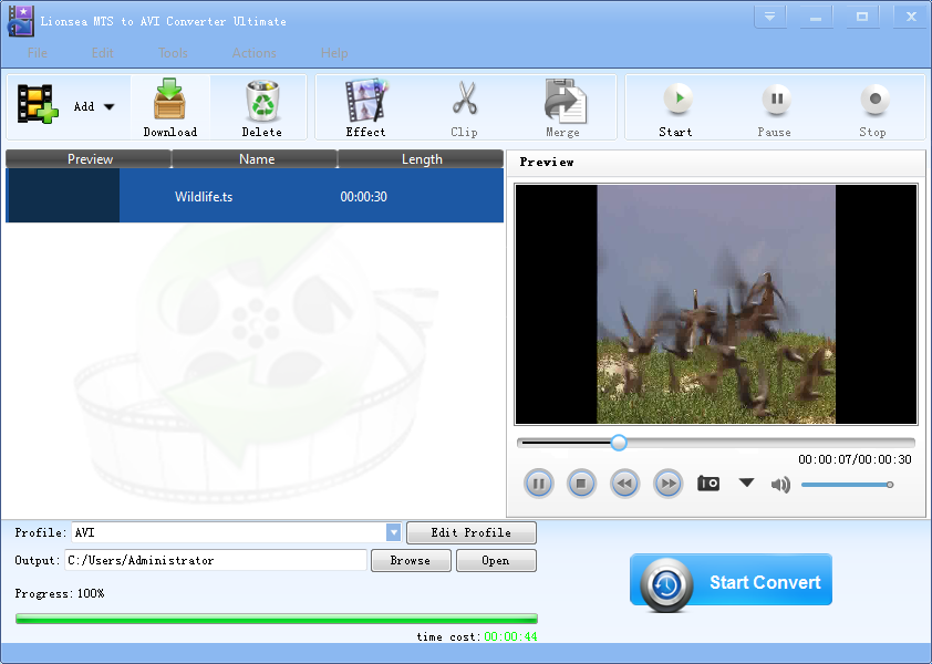 Lionsea MTS To AVI Converter Ultimate software