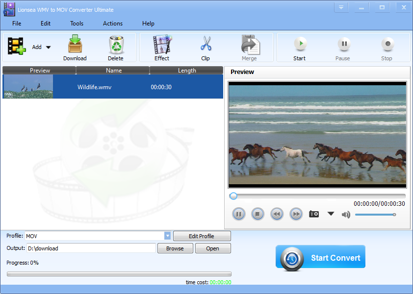 Lionsea WMV To MOV Converter Ultimate screenshot Lionsea WMV To MOV Converter Ultimate screenshot