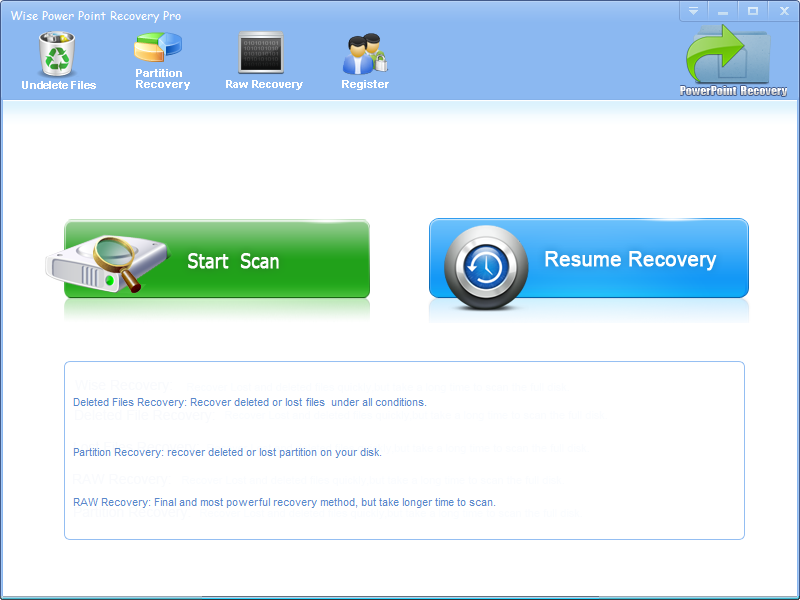 Click to view Wise Power Point Recovery 2.9.8 screenshot