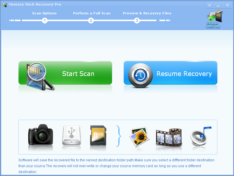 Click to view Memory Stick Recovery Pro 2.7.5 screenshot