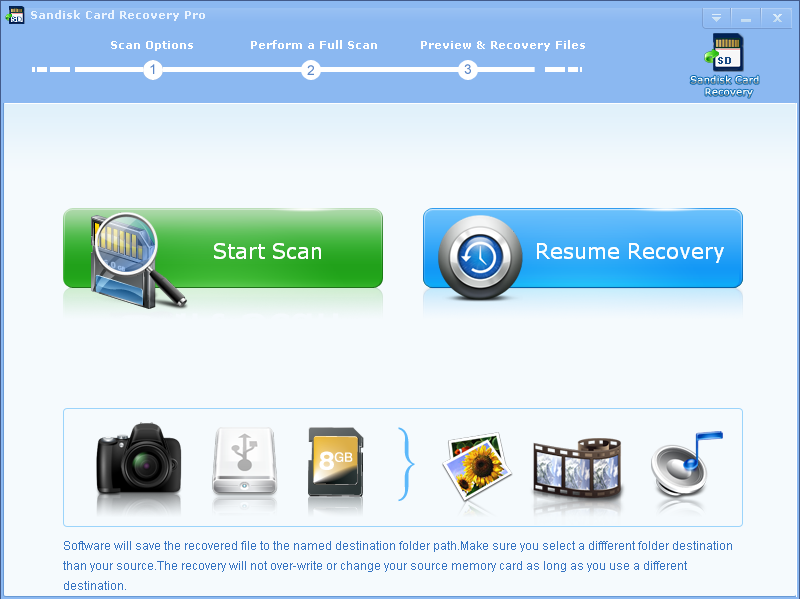 Click to view Sandisk Card Recovery Pro 2.8.2 screenshot